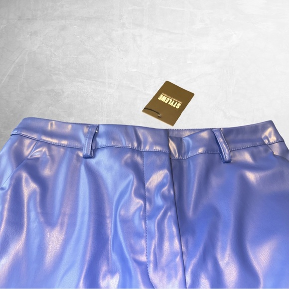 Stylewe Royal Blue vegan Leather Wide Leg Pants NWT. 8 - Picture 5 of 8